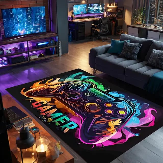 Fldhav Tapis Gamer Manette 3D 100x150
