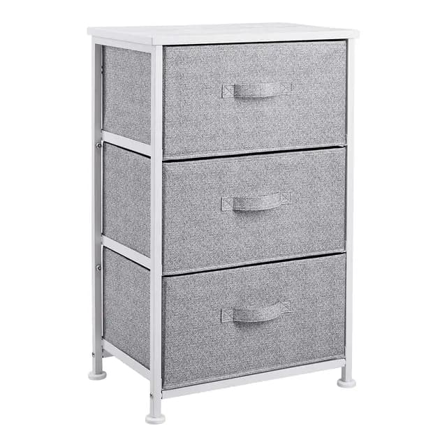 Amazon Basics Commode pour armoire - 3 tiroirs en tissu - blanc