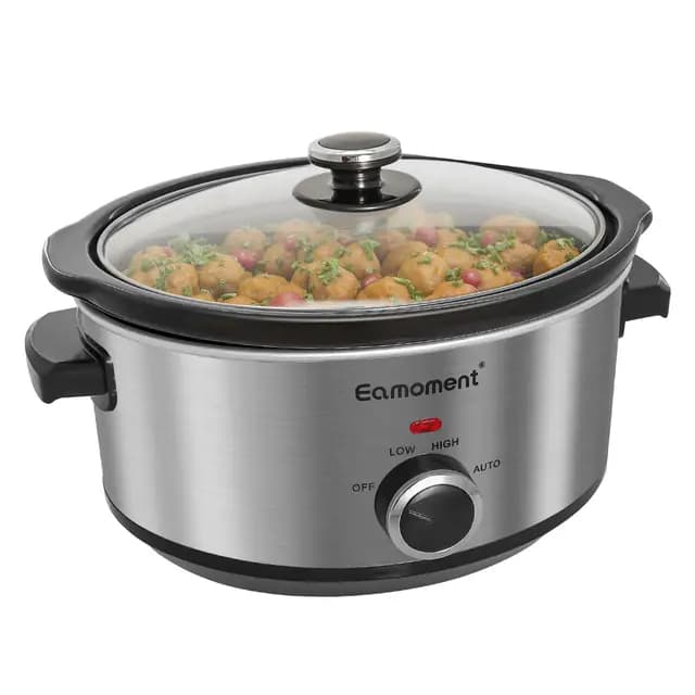 ESC-35A-OSSL 3,5L|200 W Slow Cooker avec 3 niveaux de chauffage et indicateur de puissance, passe au lave-vaisselle et avec poignées de transport, argenté