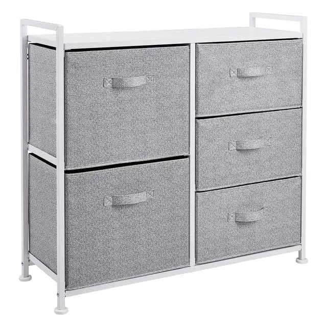 Amazon Basics Commode pour armoire - 5 tiroirs en tissu - blanc