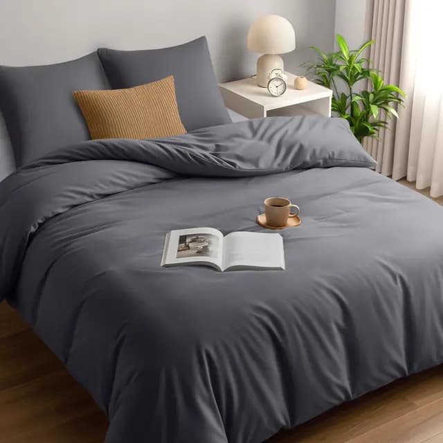Utopia Bedding Housse de Couette 220x240 cm avec 2 Taies d'oreiller 65x65 cm (Gris) - Parure de lit 220 x 240 cm - Ensembles de Housses de Couette en Microfibre brossée Douce