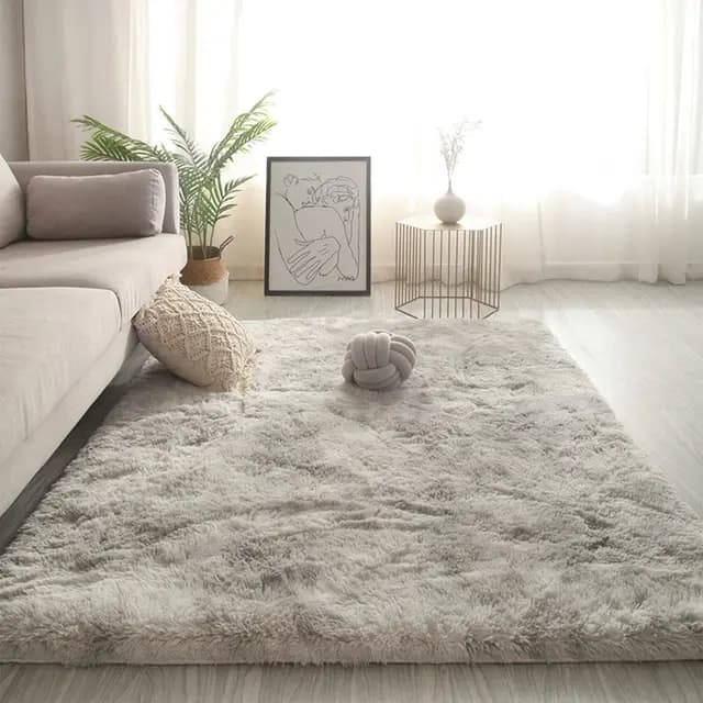Tapis de salon lavable - Tapis shaggy moelleux avec face inférieure antidérapante - Tapis moderne ultra doux à poils longs et hauts, Taille: 50 x 80CM, Couleur: Gris