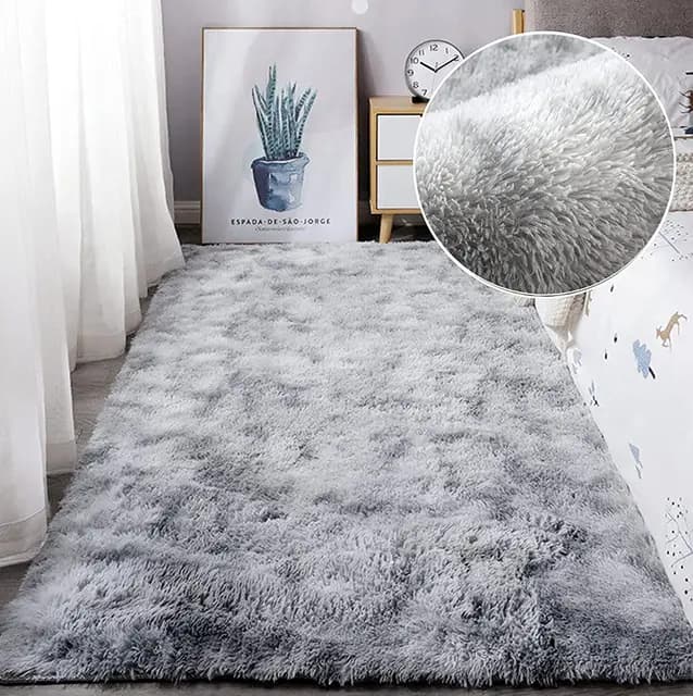 Tapis de Sol Grand, de Salon, de Chambre Doux, antidérapant, Pelucheux, Shaggy intérieur Chambre d'enfant, Pelucheux pour la décoration de la Maison (Gris Blanc, 80 x 120 cm)