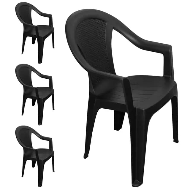 Chaise de jardin empilable, plastique effet rotin - Chaise empilable en plastique - 2 couleurs au choix 4 Stück - anthrazit gris