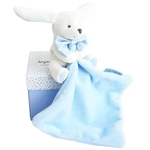 Doudou et Compagnie Lapin Mouchoir Bleu