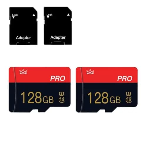 Lot de 2 Cartes mémoire Micro SD 128GB Classe 10 avec Adaptateur (Téléphone, Appareil Photo, Drone, Console de Jeu)