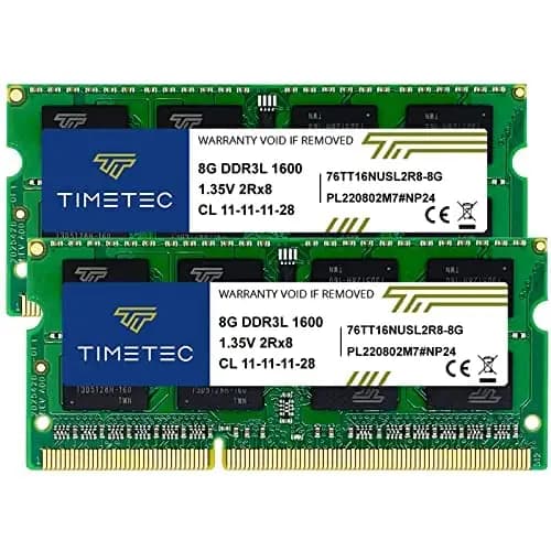 Timetec 16 Go KIT(2x8Go) DDR3L/DDR3 1600MHz PC3-12800 Non-ECC sans tampon 1.35 V/1.5 V CL11 2Rx8 double rang 204 broches SODIMM ordinateur portable PC ordinateur mémoire RAM Module mise à niveau