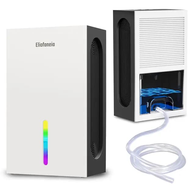 Déshumidificateur d'Air Puissant 1500ml/Jour - Technologie Unique 4 Condenseurs (+150% d'Efficacité) - Grand Réservoir 2,4L ou Drainage Continu - Ultra Silencieux, Mode Nuit, Maison & Chambre