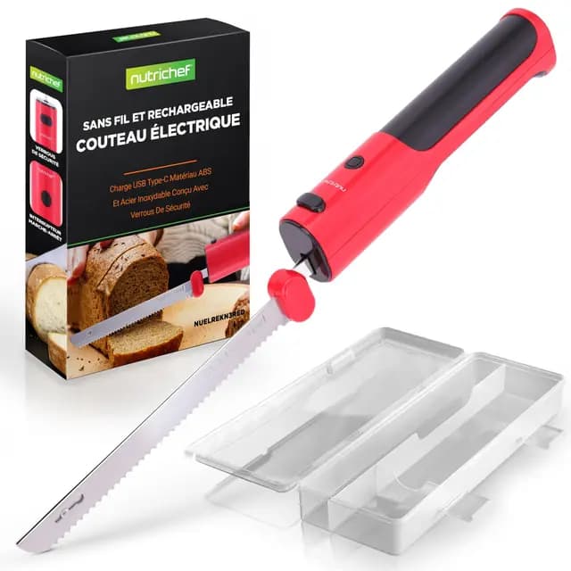 Nutrichef NUELREKN3RED Couteau électrique
