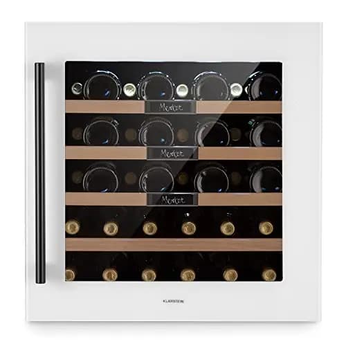 KLARSTEIN Cave a Vin Encastrable, Réfrigérateur à Vin, Porte en Verre, Cave à Vin Vieillissement, Zone Unique, Prosecco, Ecran Tactile, Réfrigérateur Bar, Frigo, Protection UV, 5-20°C, 36 Bouteilles – Image 1