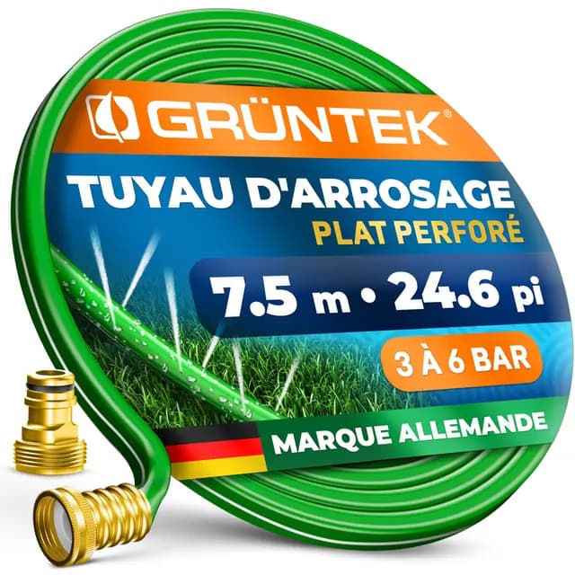 GRÜNTEK Tuyau d'arrosage perforé 7.5m