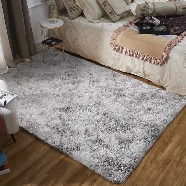 Tapis Salon Shaggy Poil Long Tapis Chambre Doux Moelleux Moderne Gris Grand Tapis de Salon Chambre d'enfant Tapis Antidérapant Intérieur Tapis De Sol (Gris Blanc, 80 x 120 cm)