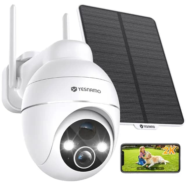 YESNAMO Caméra Solaire 2K Surveillance