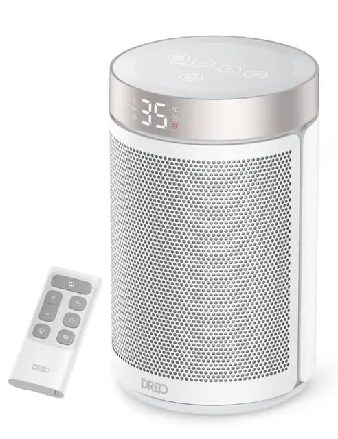 Dreo Chauffage Électrique 1500W, Radiateur Céramique Portable Silencieux et Économe en Énergie, Thermostat, 3 Modes, Minuterie 12H, Protection Surchauffe & Basculement, Atom 316, Blanc