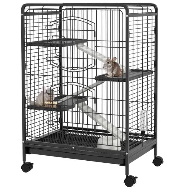 PawHut Cage pour Rongeurs Noire