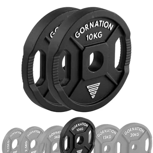 GORNATION Disques Olympiques Fonte 50 mm 10 kg avec Poignées – Image 1