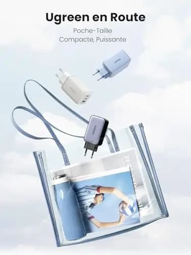 UGREEN Nexode 65W Chargeur USB C Rapide 3 Ports GaN Prise USB C Compatible avec iPhone 17 Pro Max Air 16 15 14 13 12 Galaxy S26 S25 S24 A16 Pixel 10 9 iPad MacBook Air Pro Neo M5 M4 M3 M2 M1 (Blanc) – Image 1