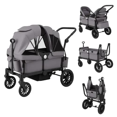 COSTWAY Poussette Tandem Double Pliable