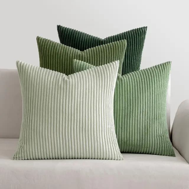 MIULEE Housses de coussin rayées vert forêt