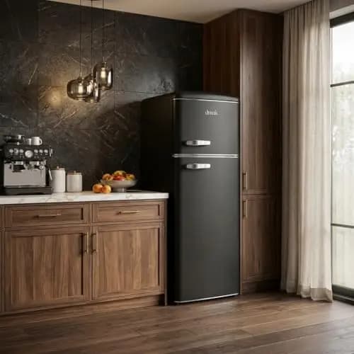 DMDK DKB2 Réfrigérateur Combiné Rétro Noir Mat