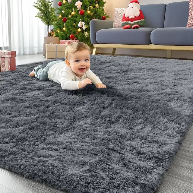 Homaxy Tapis Poils Longs Gris Foncé