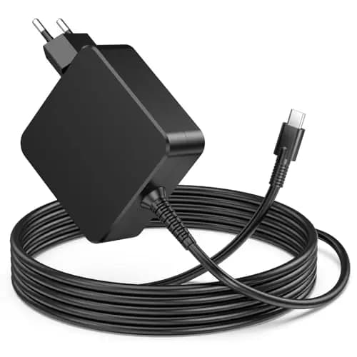 Chargeur USB C 65W, PD Rapide Chargeur Ordinateur USB C avec Câble de 1.7m Compatible avec Lenovo ThinkPad, Yoga, Chromebook, Steam Deck, Huawei, Samsung, MacBook Air/Pro, HP, Dell, Acer, ASUS