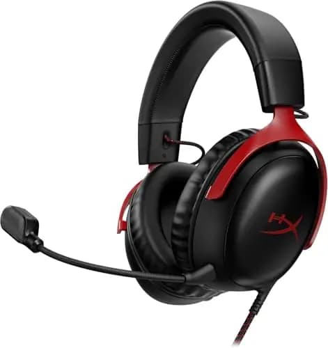 HyperX Cloud III – Casque de Gaming Filaire, PC, PS5, Xbox Series X|S, DTS, Mousse à mémoire de Forme, Microphone au Son cristallin de 10 mm, avec Suppression du Bruit, USB-C, USB-A, 3.5mm – Noir – Image 1