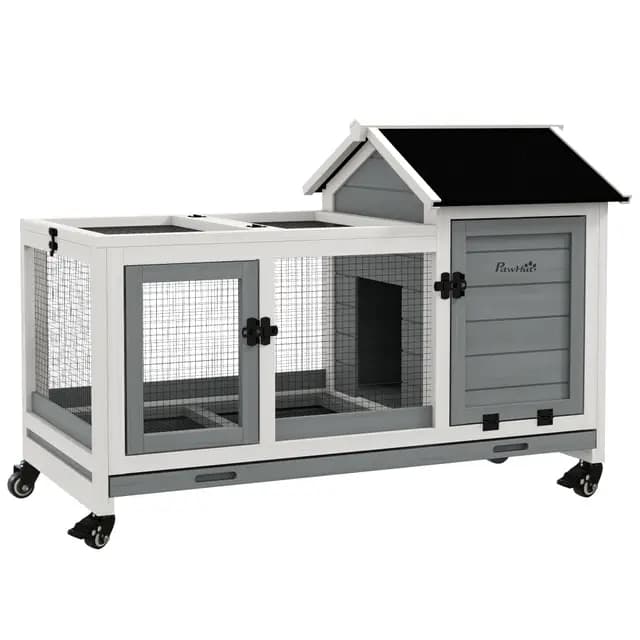 PawHut Cage à Lapins sur roulettes