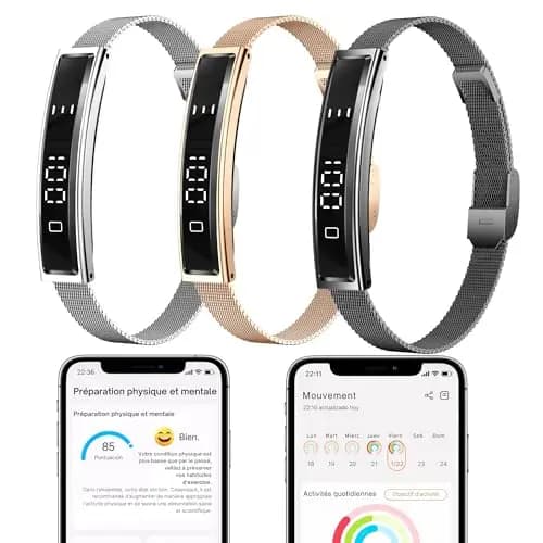 smartia Bracelet intelligent ultra fin avec Bluetooth, modèle 2026, tracker d'activité et de sommeil, suivi intégral de votre santé, bracelet avec écran tactile