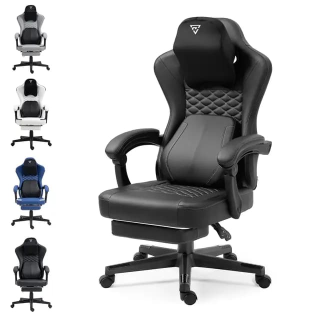 Vigosit Chaise de Gaming Ergonomique avec Soutien Lombaire Chauffant, Coussin à Ressorts ensachés et Repose-Pieds - Noir