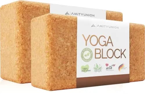 L'original de AMITYUNION - Lot de 2 blocs de yoga - 100% naturel - Hatha Klotz aussi pour les débutants Méditation & Pilates, accessoires de fitness, aides pour le yoga, blocs de yoga 65 mm 2-pack