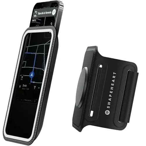 Shapeheart Brassard Téléphone Sport Magnétique - Pochette Résistante Pluie Détachable XL - Running, Trail, Randonnée - Maintien Optimal - Bras 20 à 38 cm, Universel