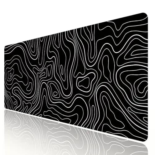 HGWALP Tapis de Souris Grand Jeu Terrain Noir et Blanc avec Base en Caoutchouc Antidérapante, Extended XXL Long Clavier Pad de Table 31,5 x 11,8 Pouces