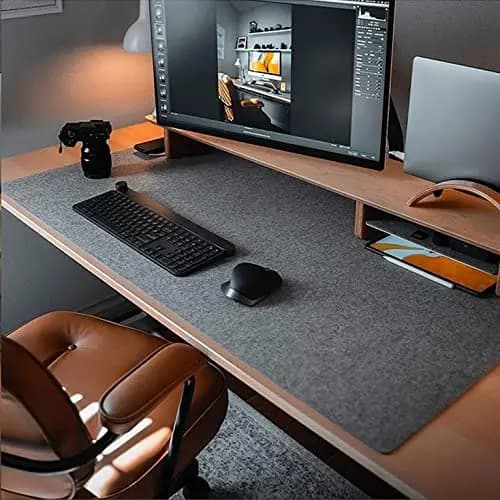 DAWNTREES Tapis de Bureau en Feutre,pour Ordinateur de Bureau, Grand Tapis de Souris pour Bureau, Bureau pour Clavier et Souris (Gris foncé)