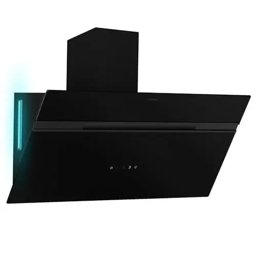 Klarstein Alina hotte aspirante - 90 cm hotte murale, 615 m³/h, éclairage LED 9 couleurs, tactile, classe énergétique A, 54 dB, noire, extraction & recirculation – Image 1