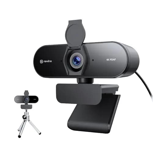 4K Webcam PC avec Micro & Trépied Métallique, Full HD 1080p@60FPS, PDAF Autofocus, Son Stéréo Clair, Correction de la Lumière, USB Camera PC Gamer Vidéoconférence Streaming