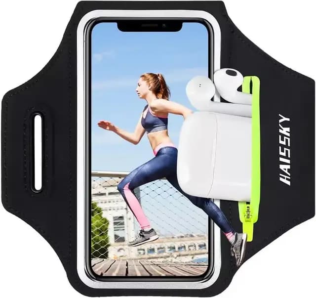 Brassard de Sport Universel avec Poche Écouteur Brassard Running pour iPhone 17 16 15 14 13 12 11 Pro Max Samsung Galaxy Porte Telephone Course a Pied pour Jogging Cyclisme Randonnée Brassard Armband
