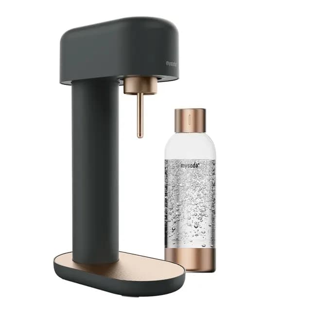 Mysoda Ruby 2 - Machine à eau pétillante design avec une bouteille d'eau en PET (sans cylindre de CO2) - Noir-Cuivre