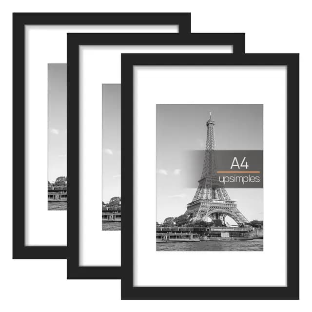 upsimples Cadre A4 Noir Lot de 3