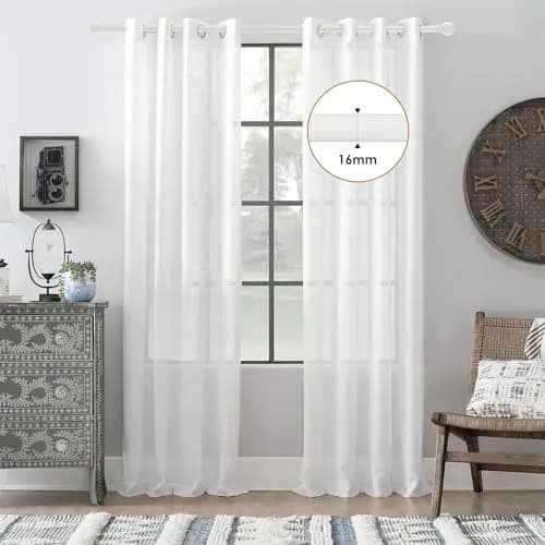 Tringle à Rideaux Blanc de 67-187cm, Tringle à Rideaux Extensible avec Embouts Ronds et Supports pour Fenêtre de Chambre, Salon