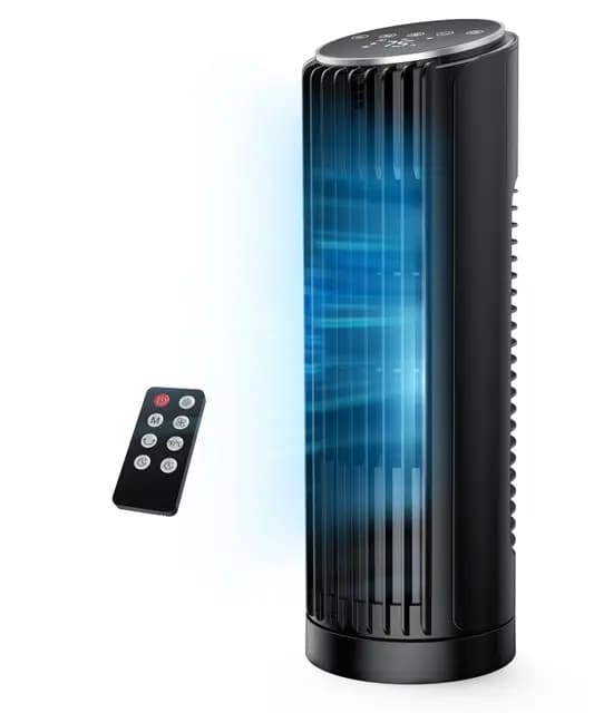 PNTCK Ventilateur colonne de Tour avec Télécommande, 33 cm Ventilateur ultra silencieux(24 dB) - 4 Modes & 4 Vitesses, Oscillation 70°, Minuterie 12H, Affichage LED, Fonction Automatique avec Capteur