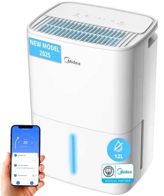 MIDEA Deshumidificateur d air Anti Moisissure 12L - Compresseur Intelligent et APP - Absorbeur d'humidité electrique - Séchage du Linge, Capteur d'humidité Auto et anti-condensation - Idéal pour 35m²