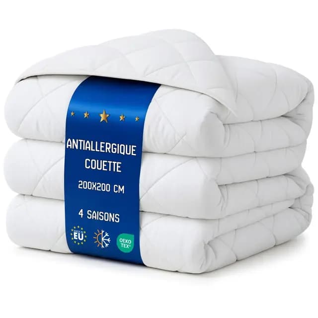 Amazinggirl Couette 200x200 cm - edredon Toutes Saisons 1 ou 2 Personne et couettes pour lit sans Housse Blanche en Microfibre 200 x 200 cm Oeko-Tex