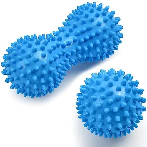 URAQT Balles de Massage, Lot de 2 Boules Haute Densité pour Relâchement Myofascial, Balle Lacrosse et Balles à Picots, Elimine Tensions et Stress Idéal pour Masser Pieds, Dos, épaules, Bras,Bleu