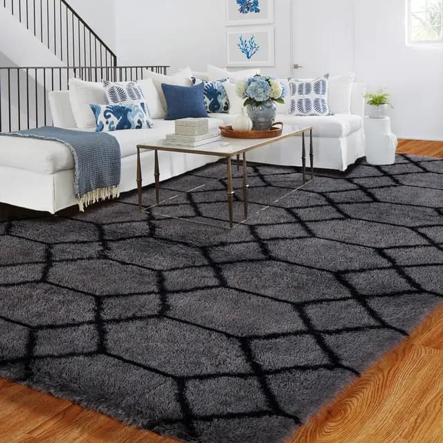 BYBSRLL Tapis Géométrique Gris/Noir