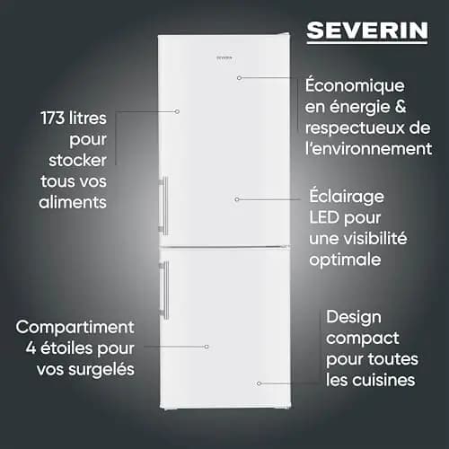 Severin DT 8770 Réfrigérateur-Congélateur Combiné Double Porte Blanc