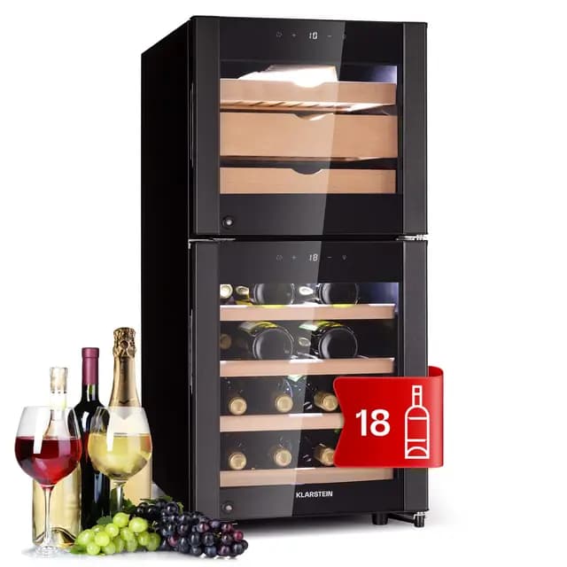 Klarstein Cave a Vin et Fromage, Réfrigérateur à Vin et Fromage, Porte en Verre, Cave à Vin Vieillissement, Prosecco, Ecran Tactile, Armoire a Vin, Contrôle Température, Protection UV, Caves à Vin 89L – Image 1