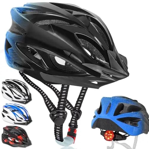 Casque de Vélo pour Adultes Unisexe avec Éclairage LED 3 Modes, Léger, Réglable, Visière Amovible, pour VTT et Vélo de Route, Design Élégant, Taille 58-62 cm