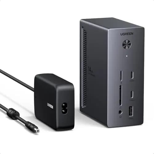 UGREEN Revodok Pro Docking Station USB C 2 HDMI 4K 60Hz et 1 DisplayPort 8K 30Hz 14 en 1 Station Accueil Triple Écran Extension pour Ordinateur avec Multi USB 10Gbps RJ45 PD Charge SD TF 3.5mm Port
