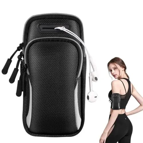 Brassard de Sport avec Poche Porte téléphone Portable Course et Porte-clés Poche pour Transporter Votre iPhone Pro Max etc Accessoire Parfait pour la Gym, la Course et Le